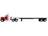 White Western Star 4900 Day Cab with 48 Utility Flatbed Trailer Viper Red 1/64 Diecast Model DCP/First Gear 60-2093