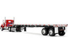 White Western Star 4900 Day Cab with 48 Utility Flatbed Trailer Viper Red 1/64 Diecast Model DCP/First Gear 60-2093