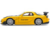 Mazda RX7 FD RE Amemiya Widebody RHD Right Hand Drive Yellow with Carbon Hood 1/64 Diecast Model Car Pop Race PR640116