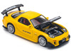 Mazda RX7 FD RE Amemiya Widebody RHD Right Hand Drive Yellow with Carbon Hood 1/64 Diecast Model Car Pop Race PR640116