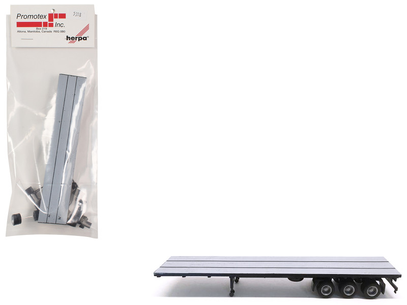 48ft 3 Axle Flatbed Trailer Gray Top 1/87 (HO) Plastic Model Promotex 005318GR