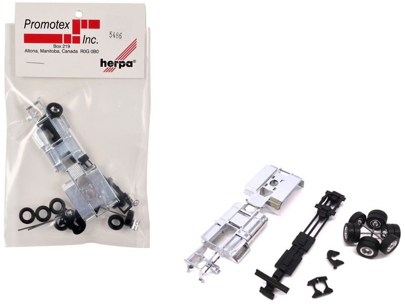 Chrome Chassis Kit for Kenworth or Peterbilt Cab 1/87 (HO) Plastic Model Promotex 005486CR