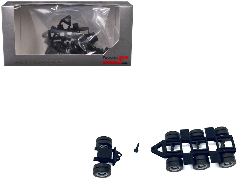 Lowboy Tri Axle Booster with Integrated Rear Axle 2 Sets 1/87 (HO) Plastic Model Promotex 005525BK