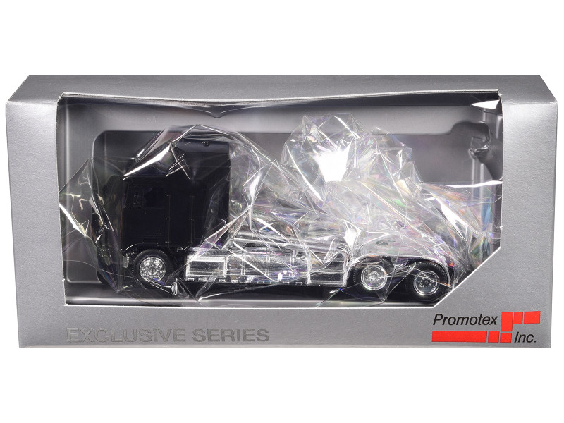 Kenworth K100 with 5 Bar Grill and XXL Chassis Black 1/87 (HO) Plastic Model Car Promotex 035264BK