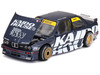BMW M3 E30 Kaido Works V1 Dark Blue Metallic with Graphics Designed by Jun Imai Kaido House Special 1/64 Diecast Model Car Mini GT KHMG154