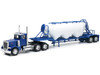 Peterbilt 379 Truck Blue with Pneumatic Tanker Trailer White Long Haul Truckers Series 1/32 Diecast Model New Ray SS-10583