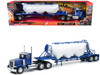 Peterbilt 379 Truck Blue with Pneumatic Tanker Trailer White Long Haul Truckers Series 1/32 Diecast Model New Ray SS-10583