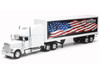 Freightliner Classic XL Truck White with Dry Van Trailer White with Patriotic Graphic Long Haul Truckers Series 1/32 Diecast Model New Ray SS-12783E