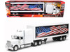 Freightliner Classic XL Truck White with Dry Van Trailer White with Patriotic Graphic Long Haul Truckers Series 1/32 Diecast Model New Ray SS-12783E