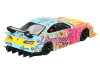 Nissan LB Super Silhouette S15 SILVIA RHD Right Hand Drive Yellow and Blue with Pink Graphics LBWK KUMA Limited Edition 1/64 Diecast Model Car Mini GT MGT00743