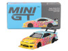 Nissan LB Super Silhouette S15 SILVIA RHD Right Hand Drive Yellow and Blue with Pink Graphics LBWK KUMA Limited Edition 1/64 Diecast Model Car Mini GT MGT00743