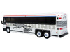 2001 MCI D4000 Coach Bus Greyhound White with Red and Blue Stripes Vintage Bus & Motorcoach Collection Limited Edition to 504 pieces Worldwide 1/87 (HO) Diecast Model Iconic Replicas 87-0561