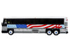 2001 MCI D4000 Coach Bus MTA New York City 9/11 Memorial Silver and White with American Flag Graphics Vintage Bus & Motorcoach Collection Limited Edition to 504 pieces Worldwide 1/87 (HO) Diecast Model Iconic Replicas 87-0567