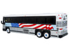 2001 MCI D4000 Coach Bus MTA New York City 9/11 Memorial Silver and White with American Flag Graphics Vintage Bus & Motorcoach Collection Limited Edition to 504 pieces Worldwide 1/87 (HO) Diecast Model Iconic Replicas 87-0567
