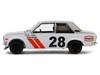 1970 Nissan Datsun 510 #28 Texaco Silver Metallic and White with Red Stripes Texaco Special Edition Series 1 1/64 Diecast Model Car Greenlight 41165C