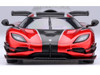 Koenigsegg One 1 Apple Red Metallic with Carbon and Silver Stripes 1/64 Diecast Model Car Autoart 20040