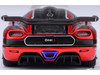 Koenigsegg One 1 Apple Red Metallic with Carbon and Silver Stripes 1/64 Diecast Model Car Autoart 20040