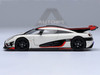 Koenigsegg One 1 Pebble White with Carbon and Red Stripes 1/64 Diecast Model Car Autoart 20041