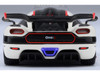 Koenigsegg One 1 Pebble White with Carbon and Red Stripes 1/64 Diecast Model Car Autoart 20041