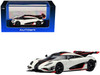 Koenigsegg One 1 Pebble White with Carbon and Red Stripes 1/64 Diecast Model Car Autoart 20041