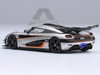 Koenigsegg One 1 Moon Gray Metallic with Carbon and Orange Stripes 1/64 Diecast Model Car Autoart 20042