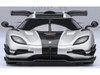 Koenigsegg One 1 Moon Gray Metallic with Carbon and Orange Stripes 1/64 Diecast Model Car Autoart 20042