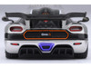 Koenigsegg One 1 Moon Gray Metallic with Carbon and Orange Stripes 1/64 Diecast Model Car Autoart 20042