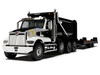 Western Star 49X Truck with Ox Bodies Dump & Beaver Tail Trailer Black with White Graphics 1/64 Diecast Model DCP/First Gear 60-1885
