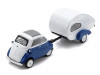 BMW Isetta Blue and White with Home Trailer 1/87 (HO) Diecast Model Car Schuco 452681300