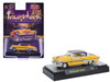 1954 Chevrolet Bel Air Lowriders Yellow Metallic with Stripes and Silver Stripes Top and White Interior Limited Edition to 3300 pieces Worldwide 1/64 Diecast Model Car M2 Machines 31500-MJS78