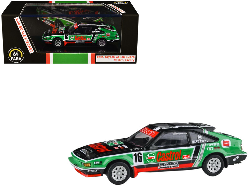 1984 Toyota Celica Supra #16 Castrol Livery Black and Green with Graphics 1/64 Diecast Model Car Paragon Models PA-65465