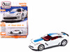 2018 Chevrolet Corvette Grand Sport Arctic White with Blue Stripe and Red Interior Sports Cars Series 1/64 Diecast Model Car Auto World 64452-AWSP176A