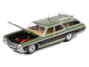 1970 Chevrolet Kingswood Estate Wagon Green Mist Metallic with Woodgrain Sides and Roof Rack Muscle Wagons Series 1/64 Diecast Model Car Auto World 64452-AWSP177B