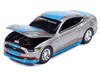 2017 Ford Mustang GT Tribute Edition Petty s Garage Ingot Silver Metallic with Petty Blue and Red Stripes Modern Muscle Series 1/64 Diecast Model Car Auto World 64452-AWSP178A
