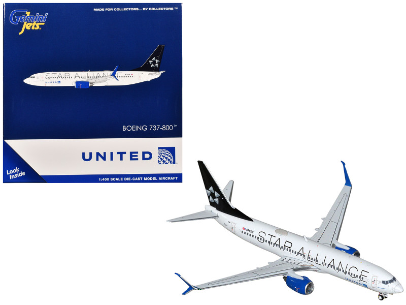 Boeing 737 800 Commercial Aircraft United Airlines Star Alliance N76516 White with Black Tail 1/400 Diecast Model Airplane GeminiJets GJ2312