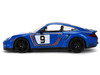 Porsche 911 Turbo 997 #9 Blue Metallic with Stripes Hyper Spec Series 1/24 Diecast Model Car Jada 36372