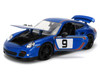 Porsche 911 Turbo 997 #9 Blue Metallic with Stripes Hyper Spec Series 1/24 Diecast Model Car Jada 36372