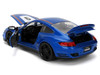 Porsche 911 Turbo 997 #9 Blue Metallic with Stripes Hyper Spec Series 1/24 Diecast Model Car Jada 36372