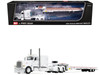 Peterbilt 389 with 63 Flat Top Sleeper and Landoll 440B50CA Traveling Axle Trailer White 1/64 Diecast Model DCP/First Gear 60-2033