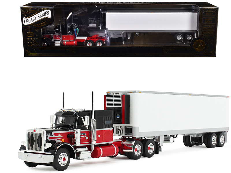 Peterbilt 359 with 60 Vintage Sleeper and 40 Vintage Refrigerated Trailer Pirkle Refrigerated Freight Lines" Red and Black Legacy Series #1 1/64 Diecast Model DCP/First Gear 69-2017