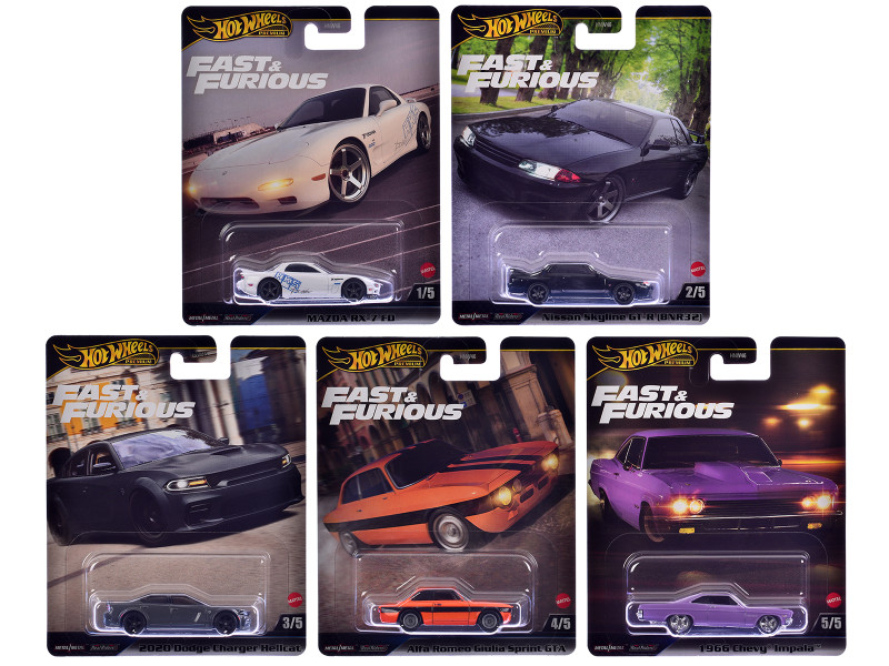 Fast & Furious 2024 5 piece Set H Diecast Model Cars Hot Wheels