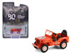 1944 Willys MB Jeep Red Smokey Bear 80th Anniversary Anniversary Collection Series 17 1/64 Diecast Model Car Greenlight 28160A