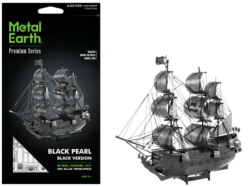 Model Kit Black Pearl Ship Black Version Moderate Difficulty Steel Model Metal Earth ICX016B