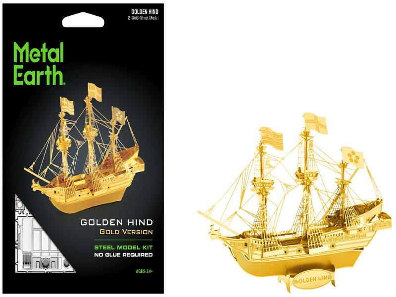 Model Kit Golden Hind Galleon Gold Version Moderate Difficulty Steel Model Metal Earth MMS049G