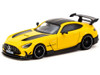Mercedes Benz AMG GT Black Series SHMEE150 Yellow with Black Stripes and Top Global64 Series 1/64 Diecast Model Tarmac Works T64G-042-SHMEE