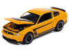 2012 Ford Mustang Boss 302 Yellow Blaze with Black Accents Modern Muscle Series 1/64 Diecast Model Car Auto World 64502-AWSP186A