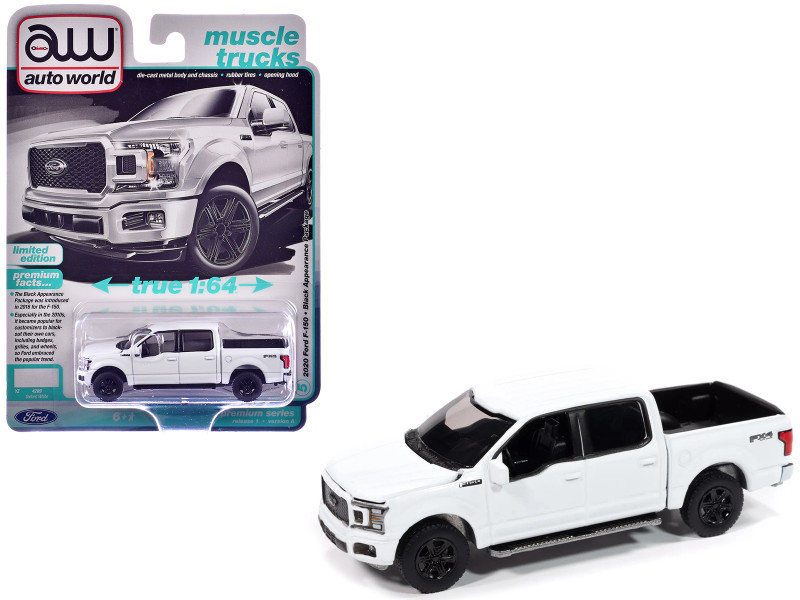 2020 Ford F 150 FX4 Black Appearance Package Pickup Truck Oxford White Muscle Trucks Series 1/64 Diecast Model Car Auto World 64502-AWSP188A