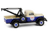 1948 Dodge Power Wagon Wrecker Tow Truck Beige and Blue Chevron Special Edition Series 1 1/64 Diecast Model Car Greenlight 41175A