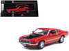 1969 Ford Mustang Mach 1 Calypso Coral Red with Black Hood and Yellow Stripes 1/43 Diecast Model Car IXO Models IA43003