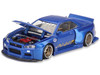 Nissan Skyline GT R R34 SHINJUKU V2 Aero RHD Right Hand Drive Blue Metallic Designed by Jun Imai Kaido House Special 1/64 Diecast Model Car Mini GT KHMG158